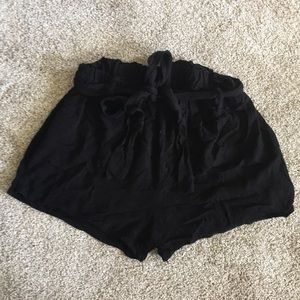 Women’s black paper bag shorts
